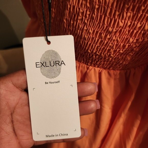 Exlura NWT Boho Peasant Dress Coral Like Color Sz. Small - Picture 11 of 15